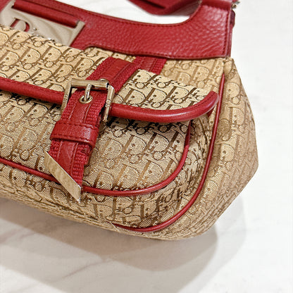 Dior Monogram Columbus Pocket Shoulder Bag in Beige / Red