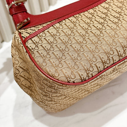 Dior Monogram Columbus Pocket Shoulder Bag in Beige / Red