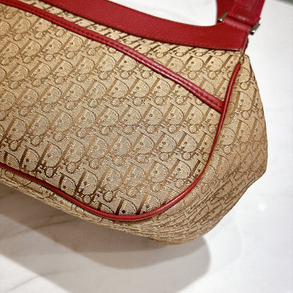 Dior Monogram Columbus Pocket Shoulder Bag in Beige / Red