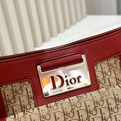 Dior Monogram Columbus Pocket Shoulder Bag in Beige / Red