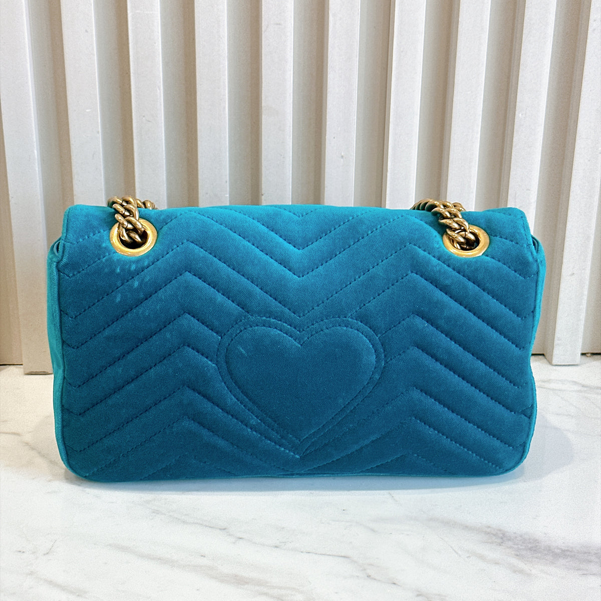 Gucci GG Marmont Small in Turquoise Velvet