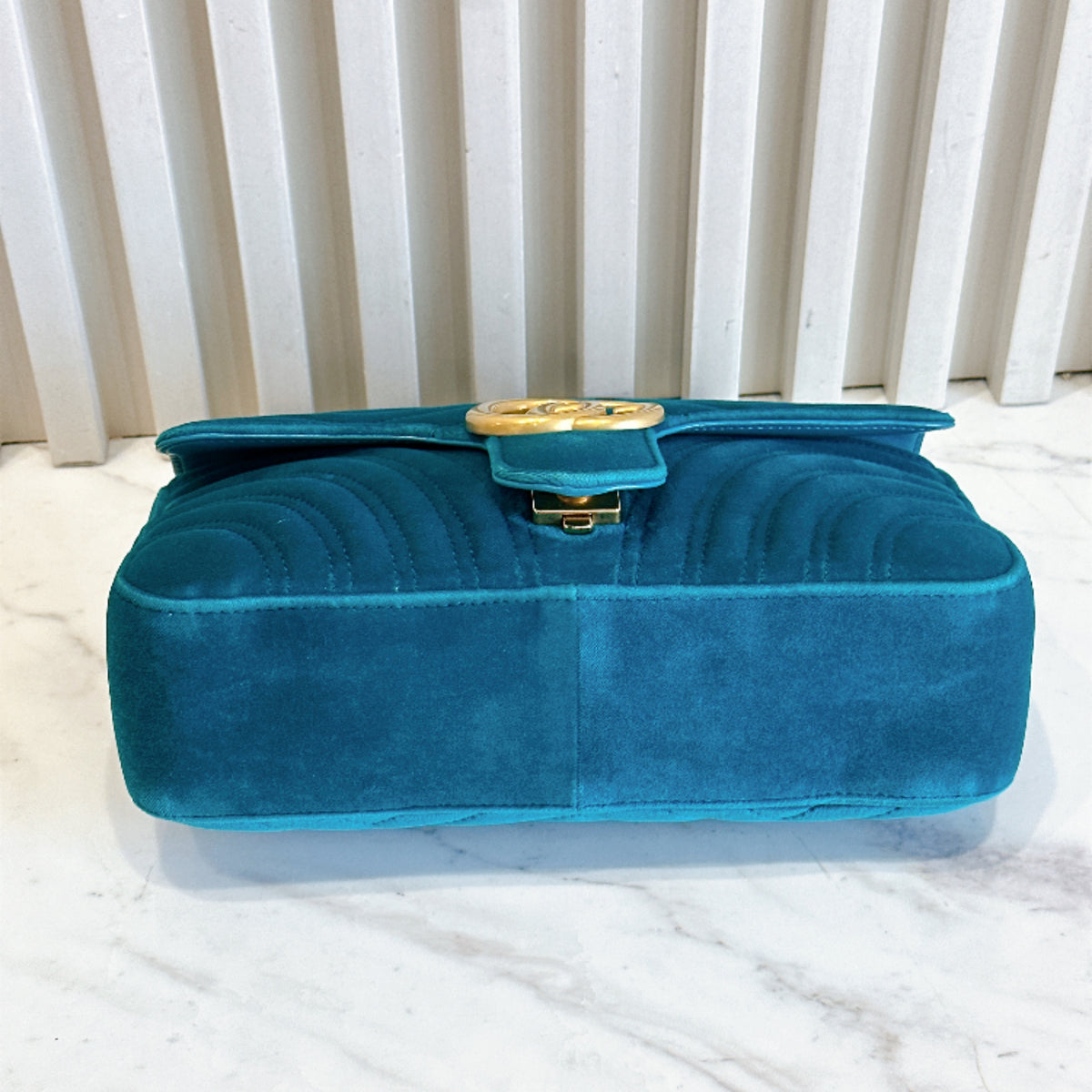Gucci GG Marmont Small in Turquoise Velvet