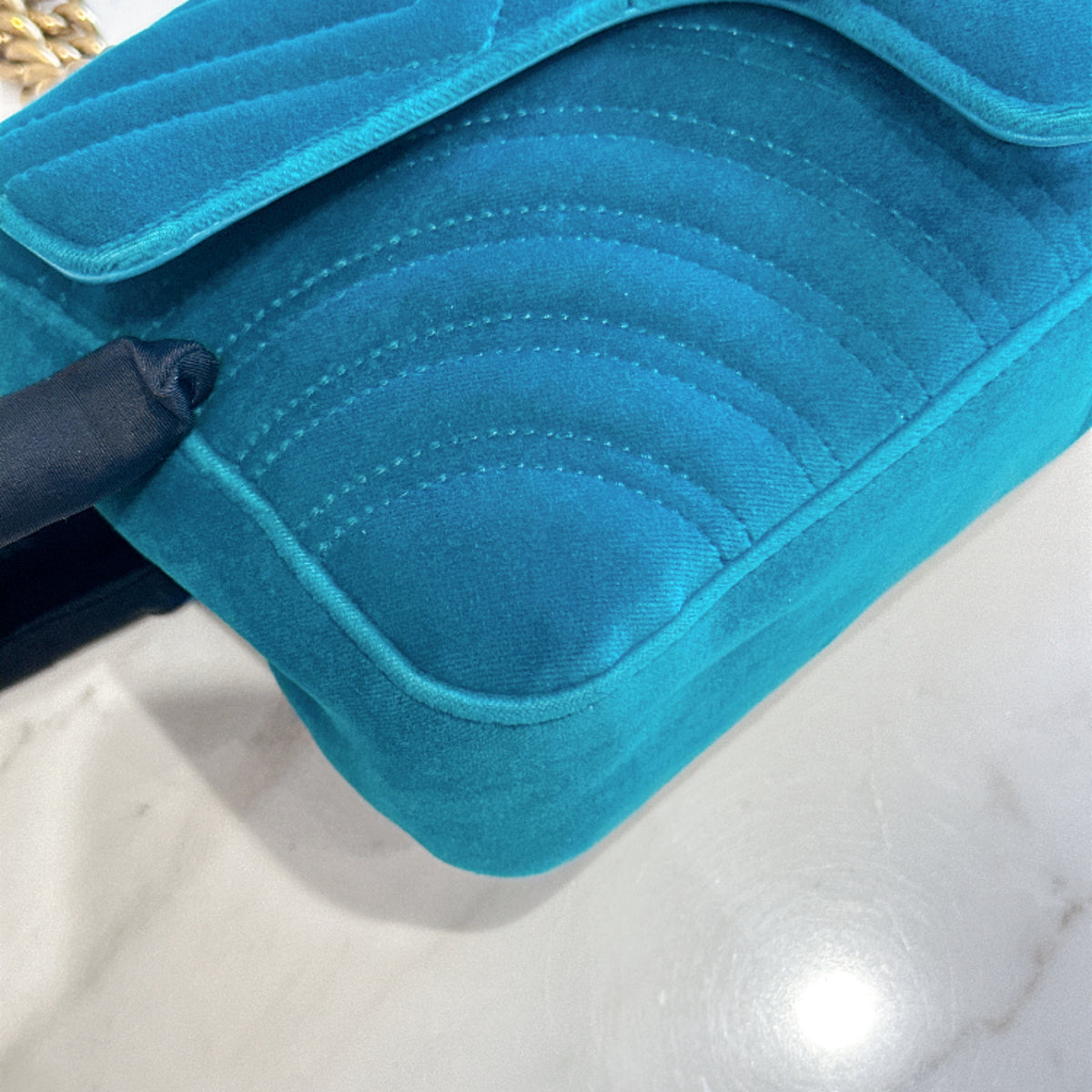 Gucci GG Marmont Small in Turquoise Velvet