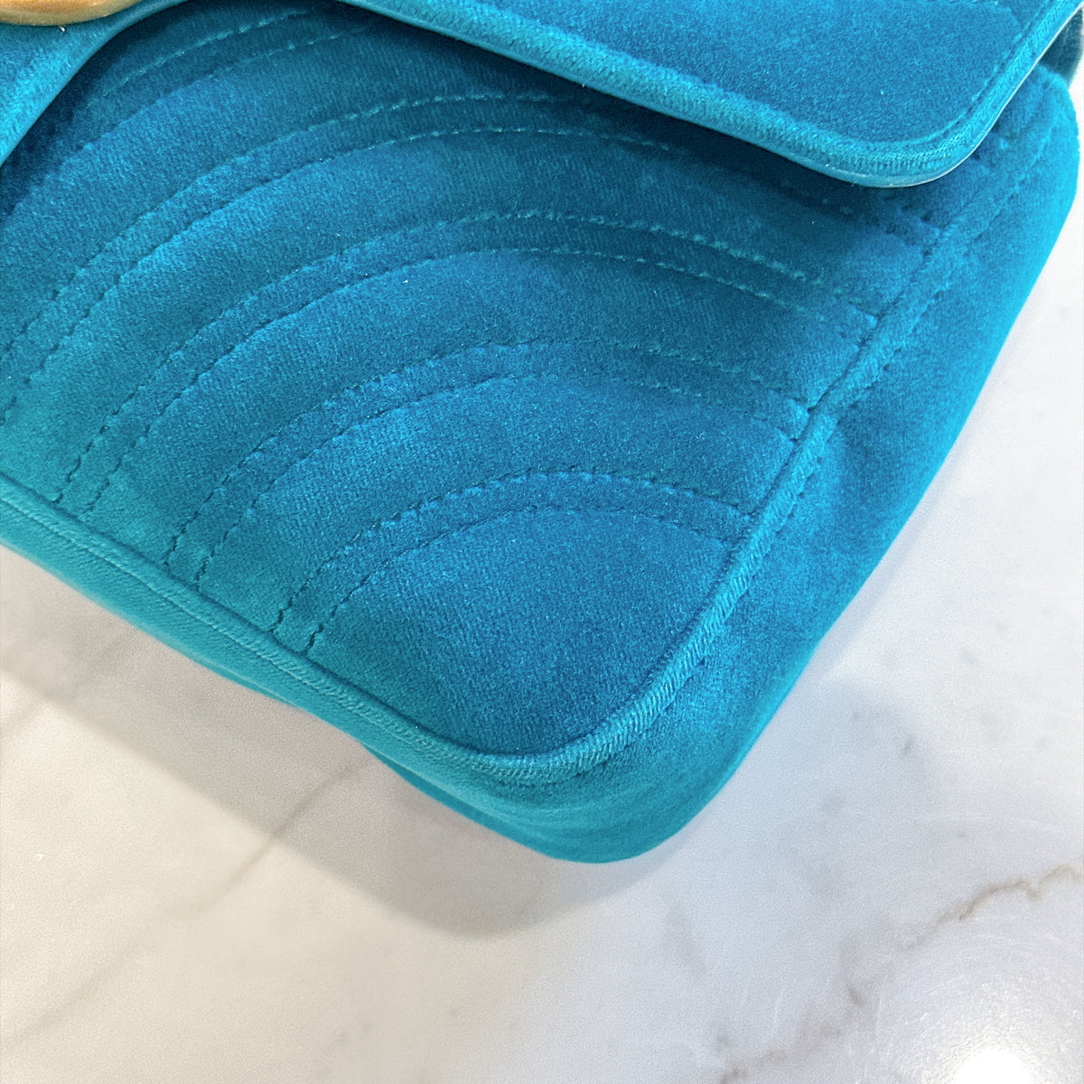 Gucci GG Marmont Small in Turquoise Velvet