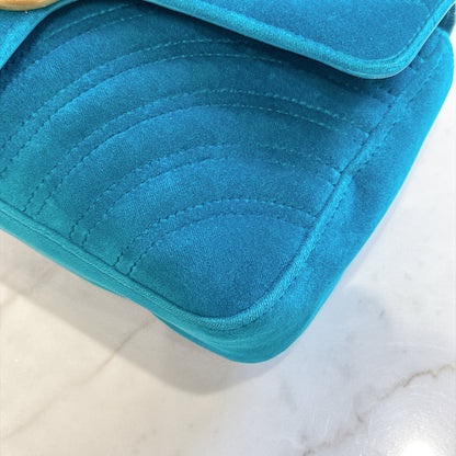 Gucci GG Marmont Small in Turquoise Velvet