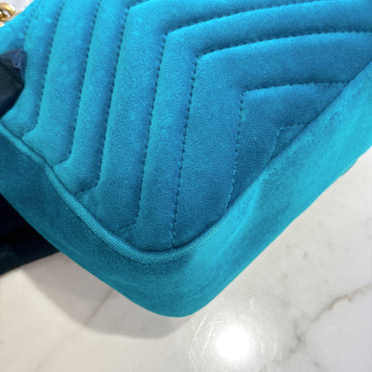 Gucci GG Marmont Small in Turquoise Velvet