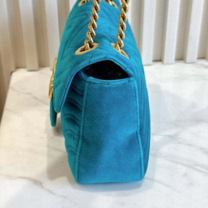 Gucci GG Marmont Small in Turquoise Velvet