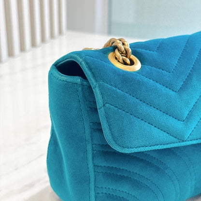 Gucci GG Marmont Small in Turquoise Velvet