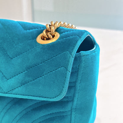 Gucci GG Marmont Small in Turquoise Velvet
