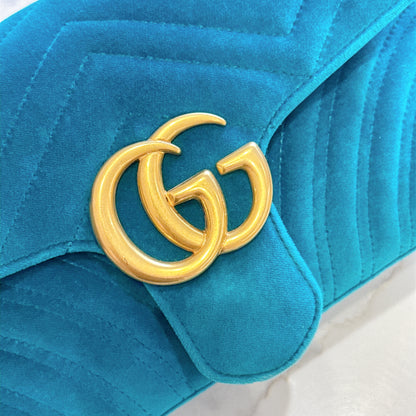 Gucci GG Marmont Small in Turquoise Velvet