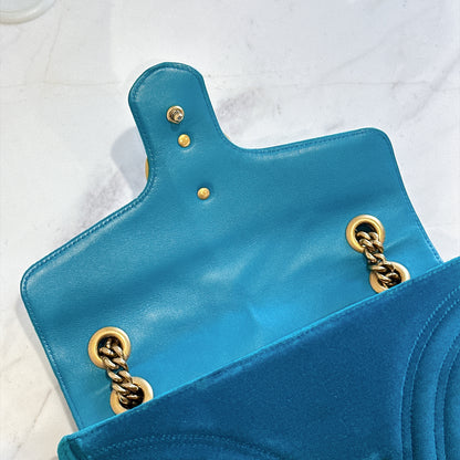 Gucci GG Marmont Small in Turquoise Velvet