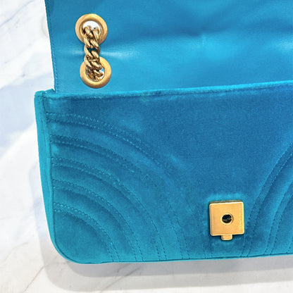 Gucci GG Marmont Small in Turquoise Velvet