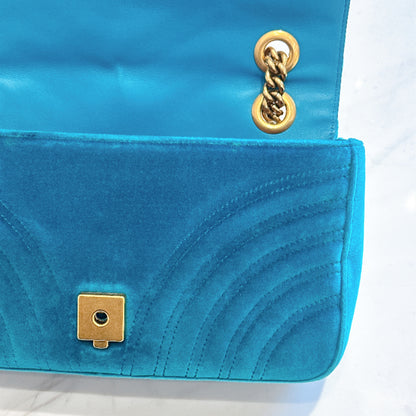 Gucci GG Marmont Small in Turquoise Velvet