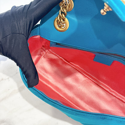 Gucci GG Marmont Small in Turquoise Velvet