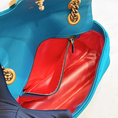 Gucci GG Marmont Small in Turquoise Velvet