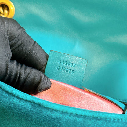 Gucci GG Marmont Small in Turquoise Velvet