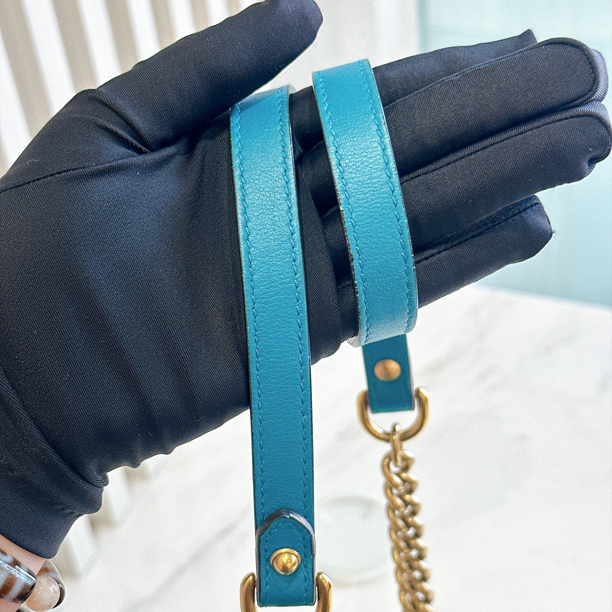 Gucci GG Marmont Small in Turquoise Velvet