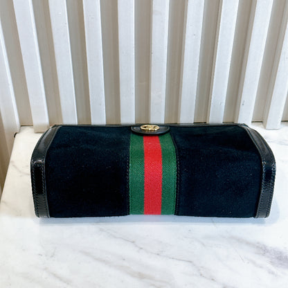 Gucci Suede Patent Ophidia Chain Bag Black