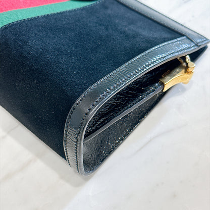 Gucci Suede Patent Ophidia Chain Bag Black