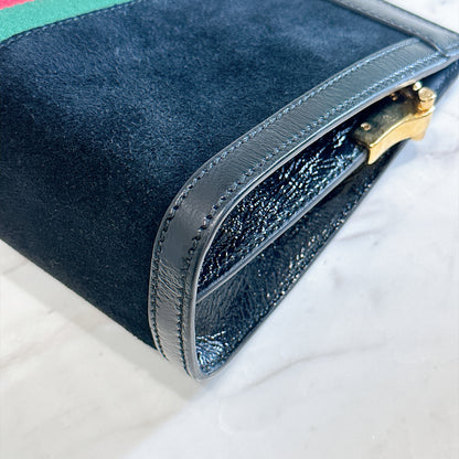 Gucci Suede Patent Ophidia Chain Bag Black