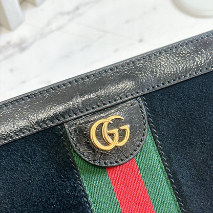 Gucci Suede Patent Ophidia Chain Bag Black