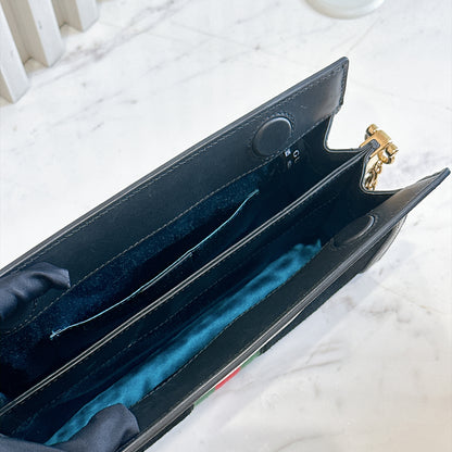 Gucci Suede Patent Ophidia Chain Bag Black