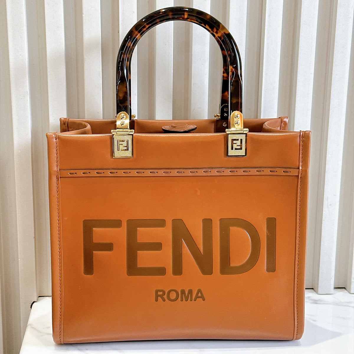 Fendi Sunshine Small Tote in Brown