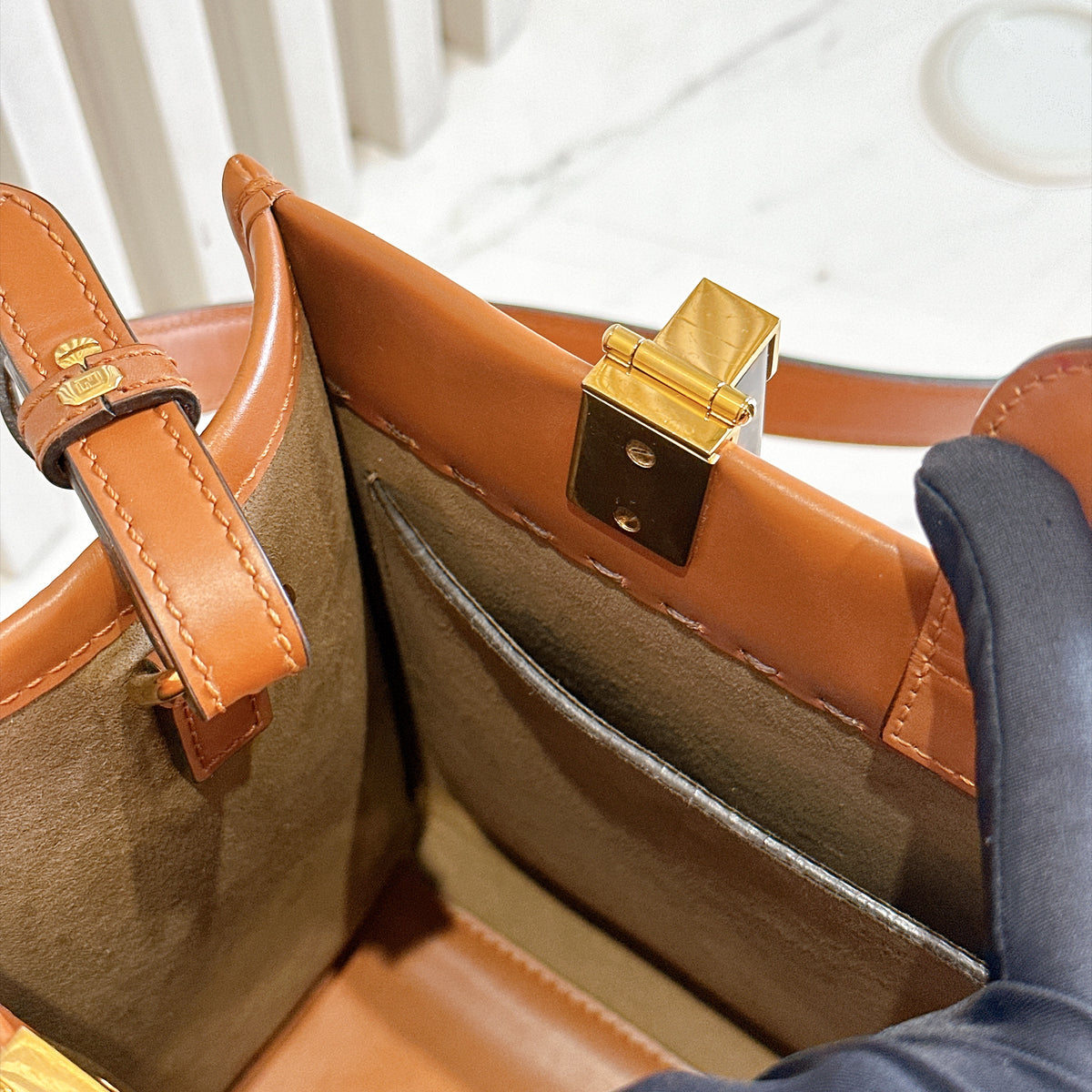 Fendi Sunshine Small Tote in Brown