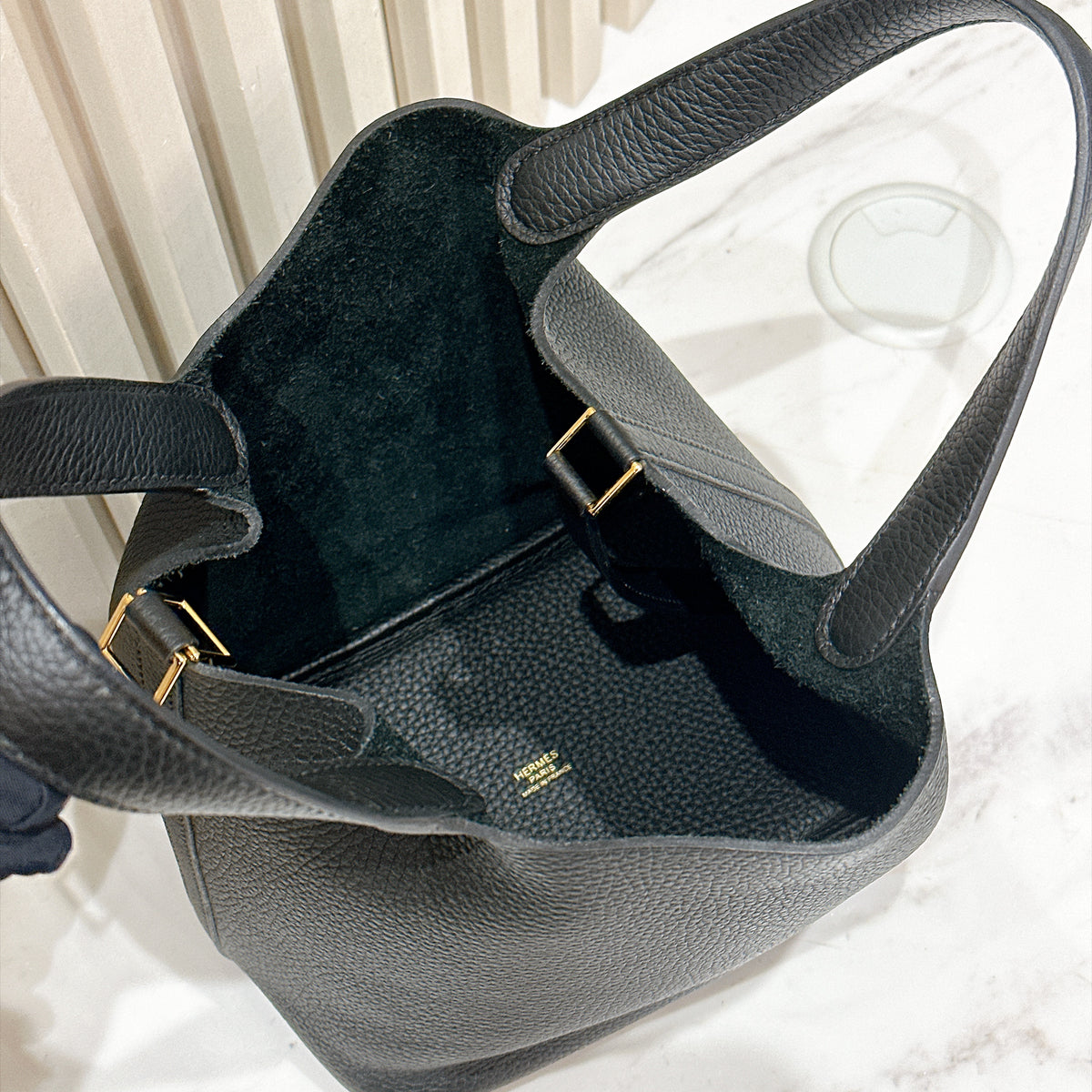 Hermes Picotin 18 Noir in GHW