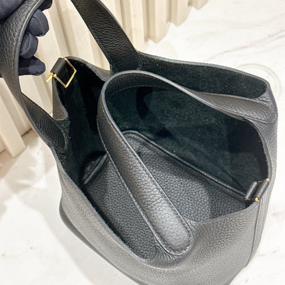 Hermes Picotin 18 Noir in GHW