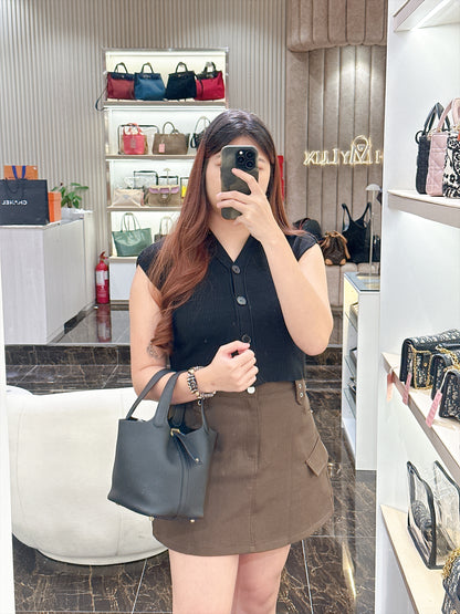 Hermes Picotin 18 Noir in GHW