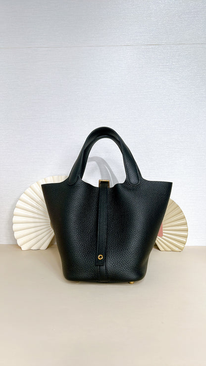Hermes Picotin 18 Noir in GHW
