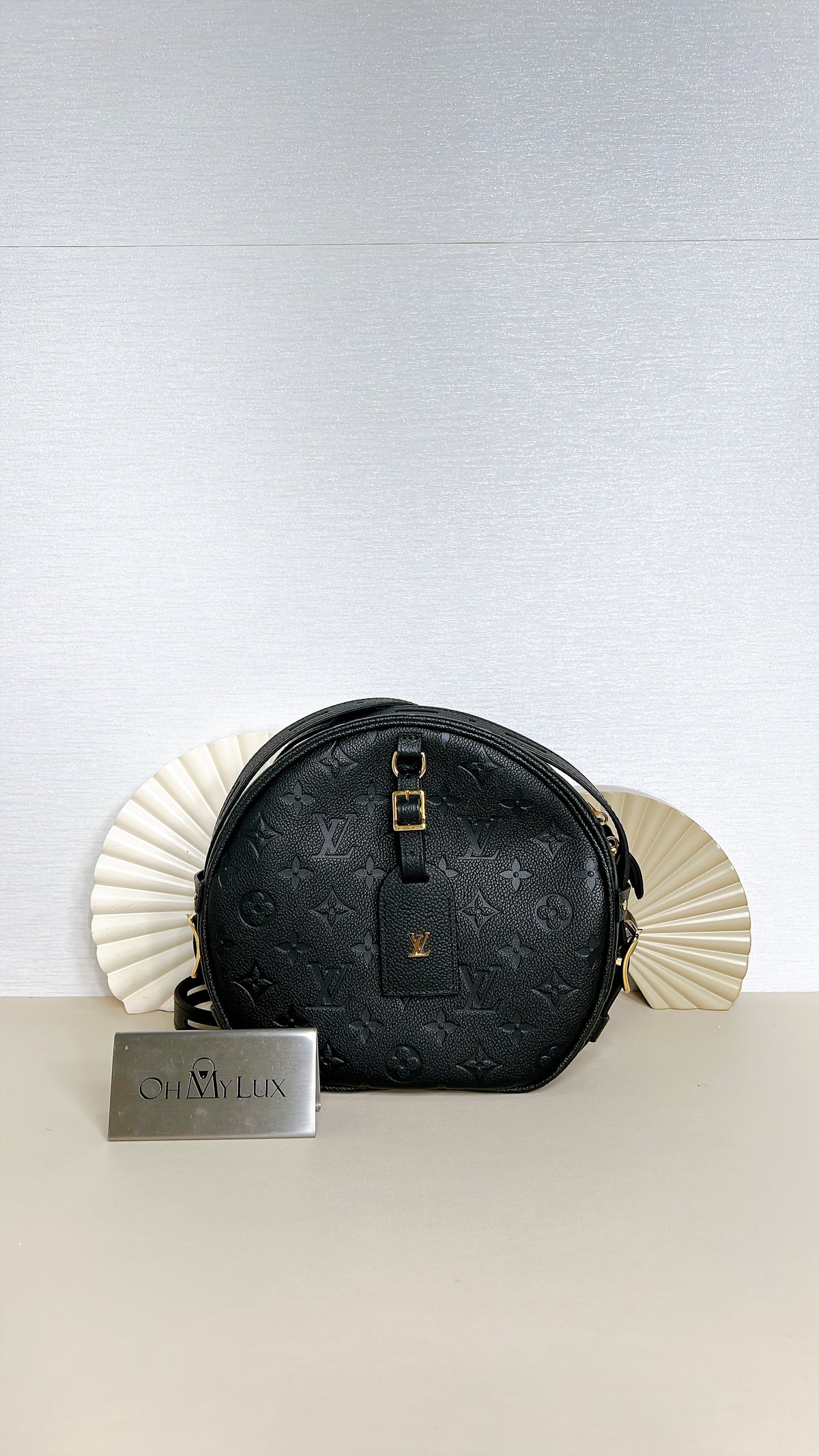 LV Boite Chapeau Souple MM in Black Empreinte
