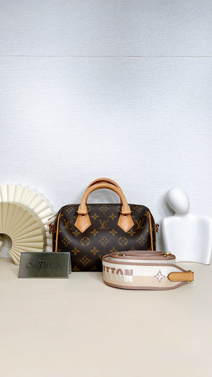 LV Monogram Speedy 20 in Beige Strap