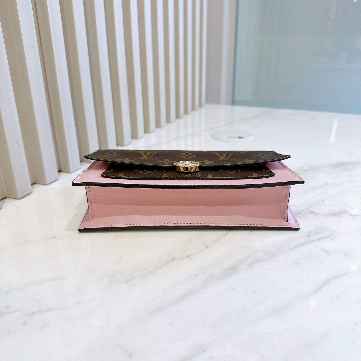 LV Monogram Flore Chain Wallet in Rose Ballerine