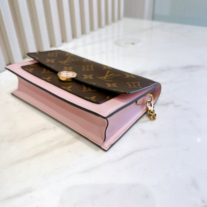 LV Monogram Flore Chain Wallet in Rose Ballerine