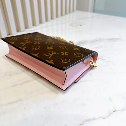 LV Monogram Flore Chain Wallet in Rose Ballerine