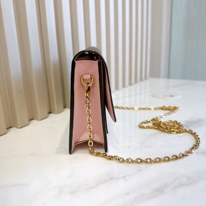 LV Monogram Flore Chain Wallet in Rose Ballerine