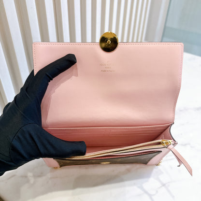LV Monogram Flore Chain Wallet in Rose Ballerine