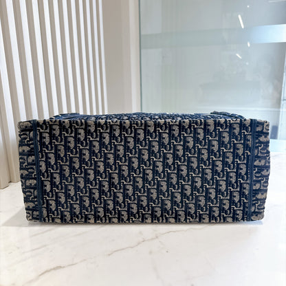 Dior Large Book Tote in Blue in Embroidered Velvet