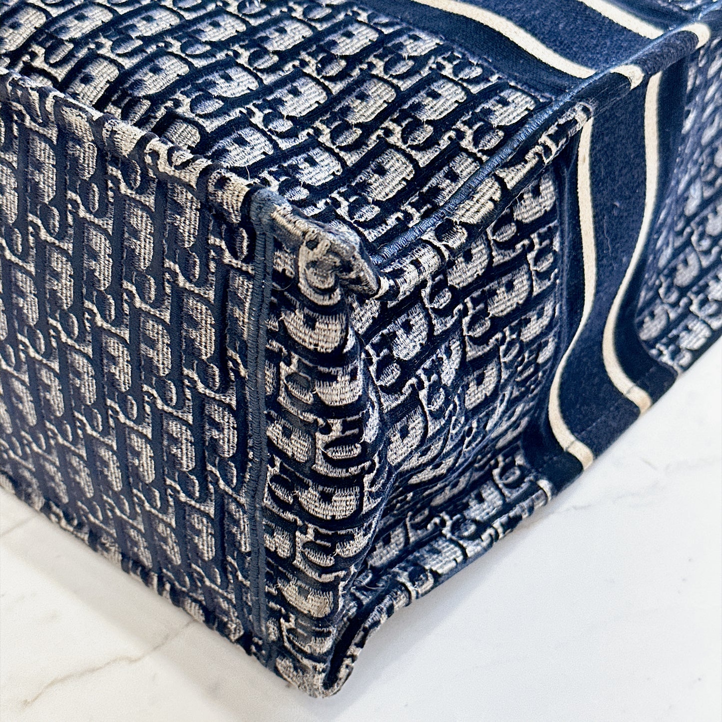 Dior Large Book Tote in Blue in Embroidered Velvet