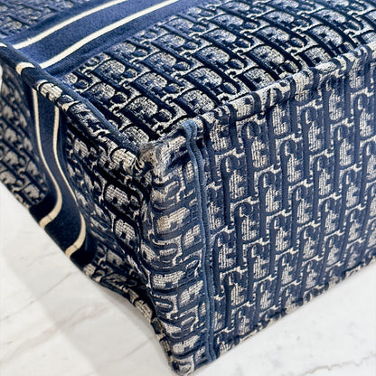Dior Large Book Tote in Blue in Embroidered Velvet