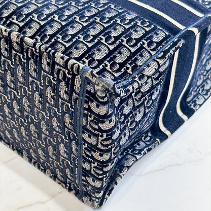 Dior Large Book Tote in Blue in Embroidered Velvet