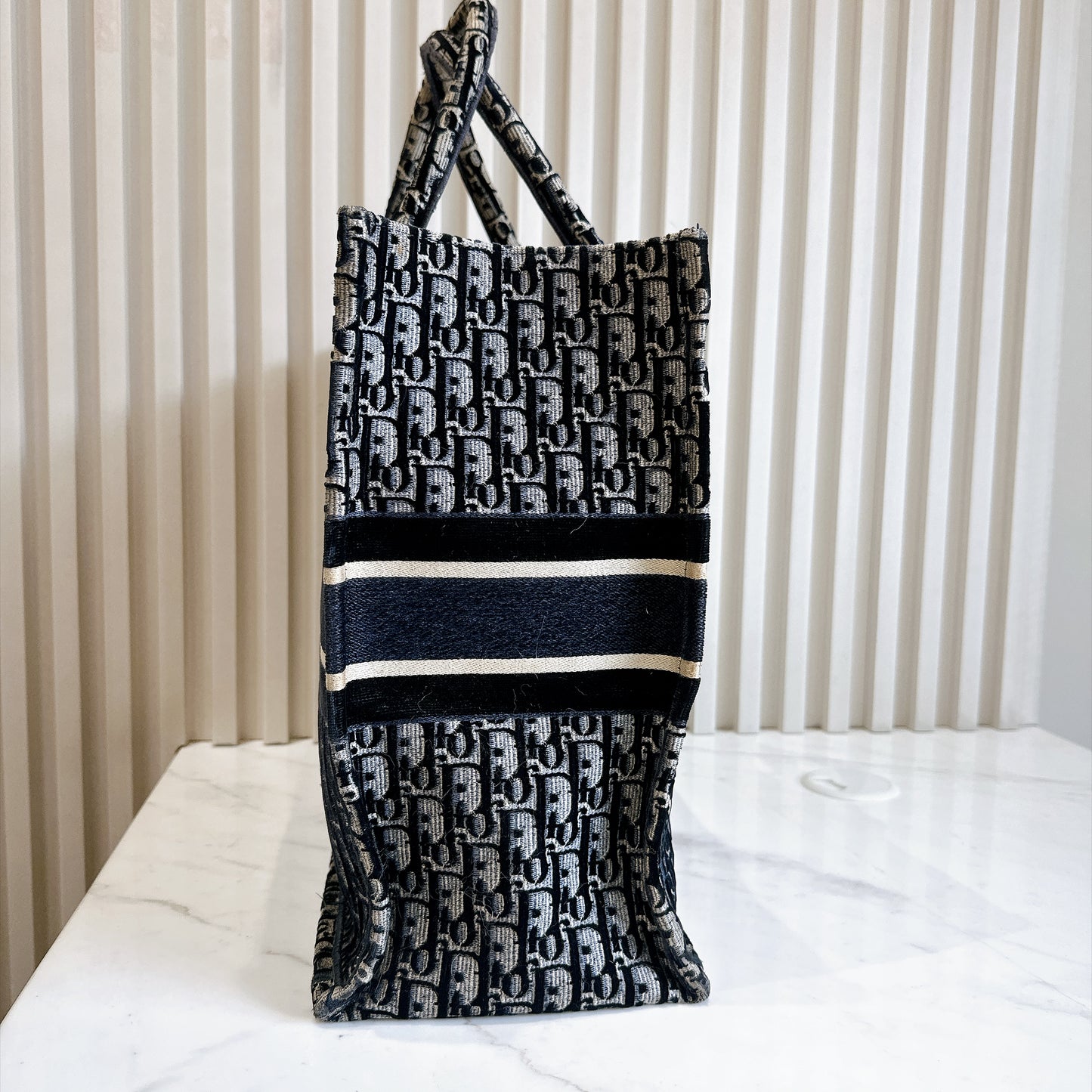 Dior Large Book Tote in Blue in Embroidered Velvet