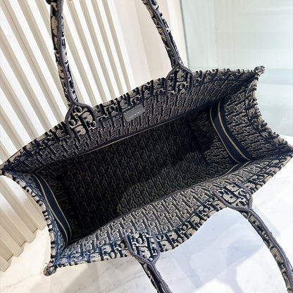 Dior Large Book Tote in Blue in Embroidered Velvet