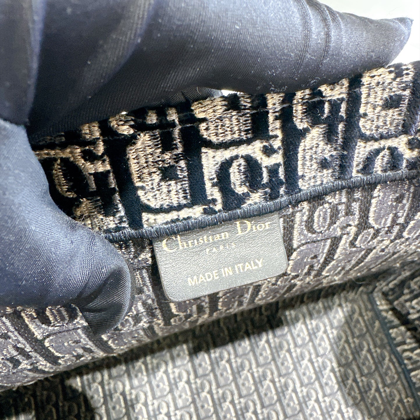 Dior Large Book Tote in Blue in Embroidered Velvet