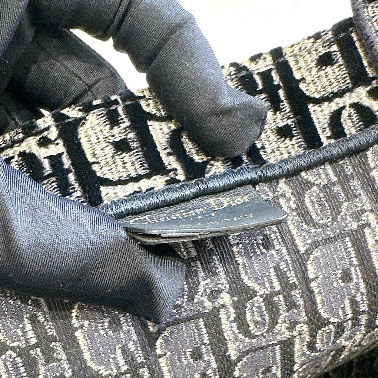 Dior Large Book Tote in Blue in Embroidered Velvet