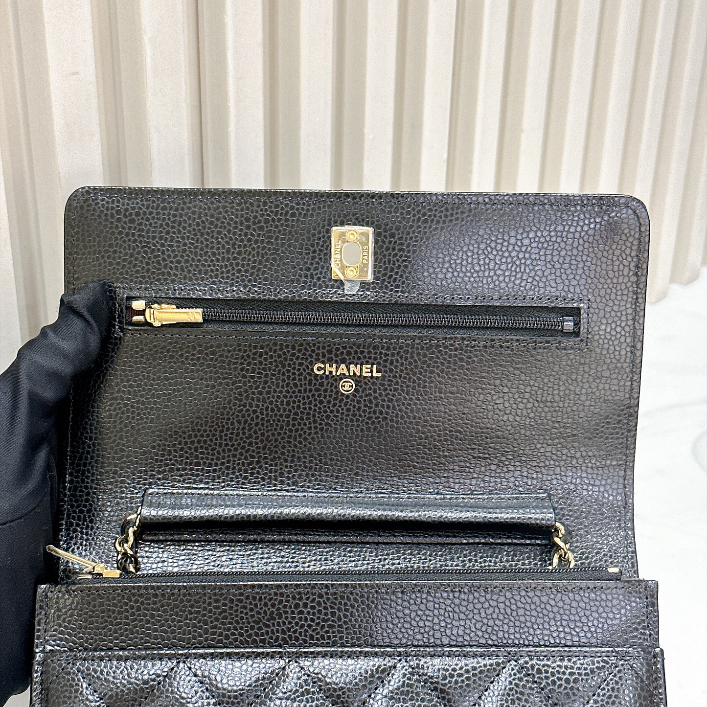 Chanel Turn Lock CC WOC in Black GHW