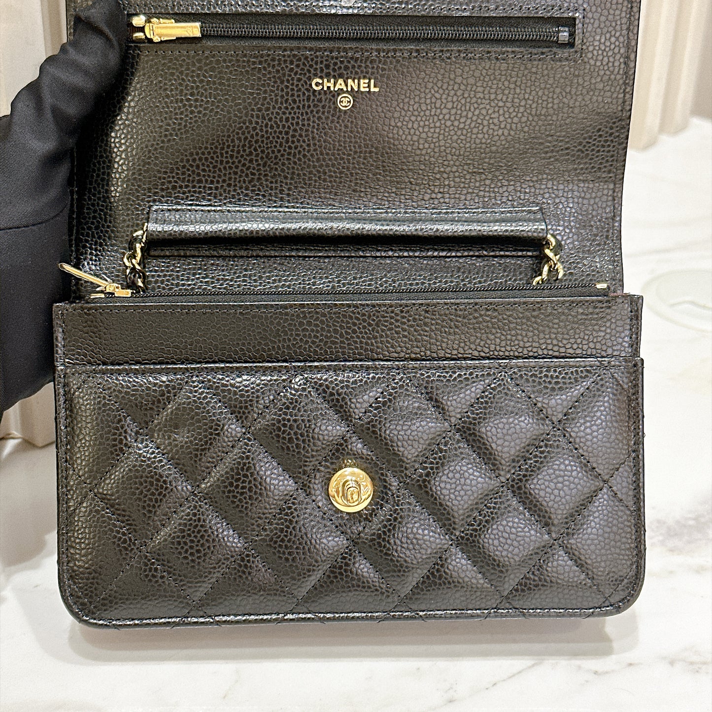 Chanel Turn Lock CC WOC in Black GHW