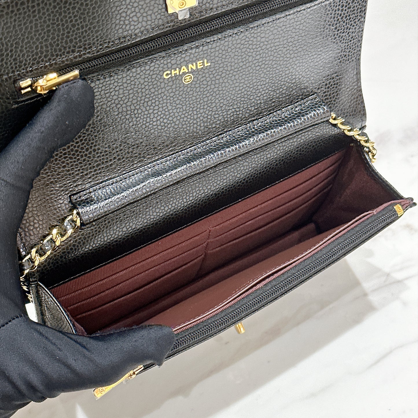 Chanel Turn Lock CC WOC in Black GHW